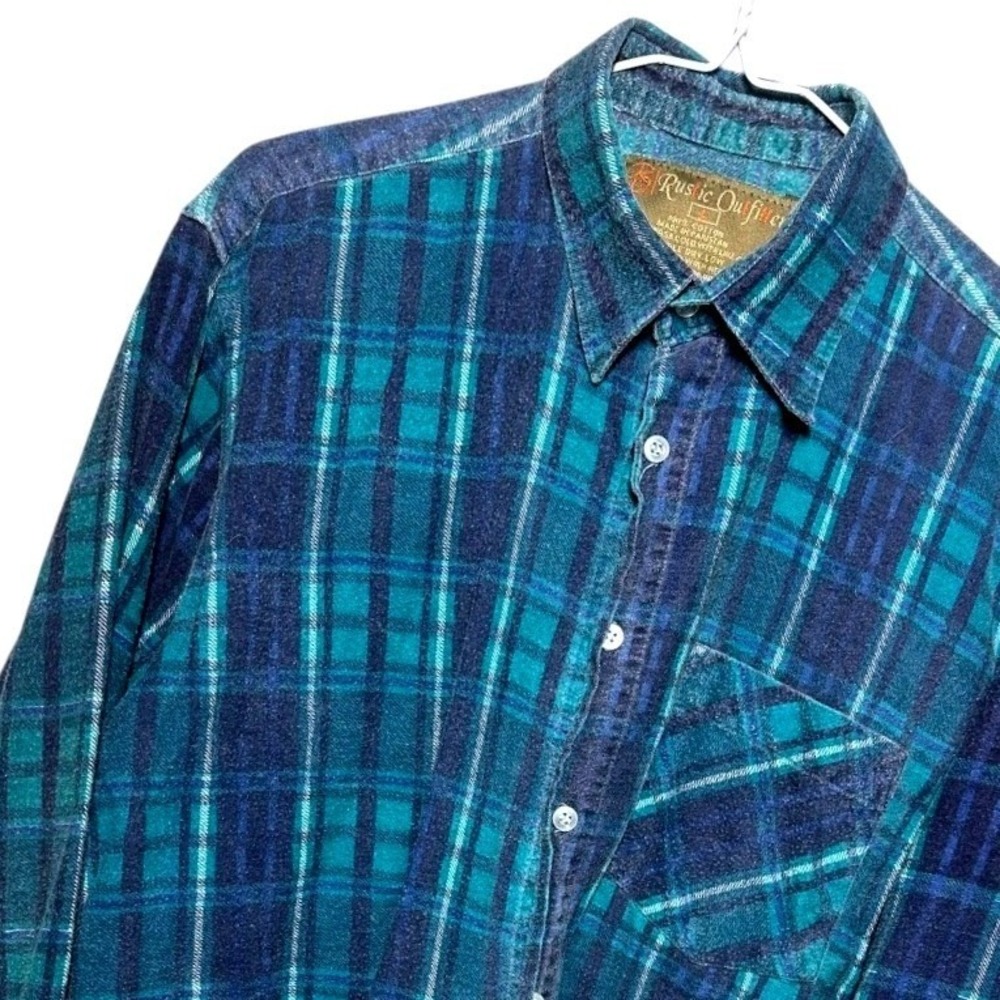 Rustic Outfitters Mens Plaid Flannel Long Sleeve Button Up‎ Shirt Large